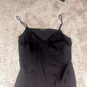 dynamite black silk lace collar tank top
